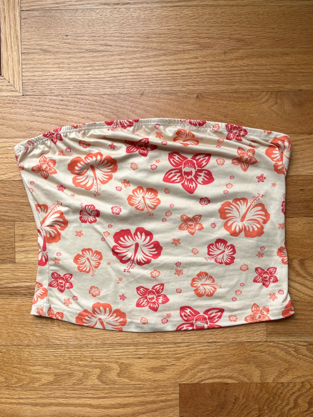 Women’s SHEIN Yellow and Pink Hawaiian Print Tube Top Size Small